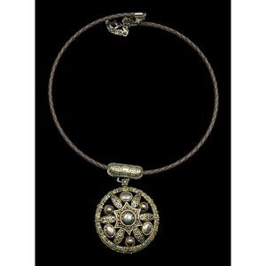 Bohemian Medallion Gold Tone Pendant Necklace